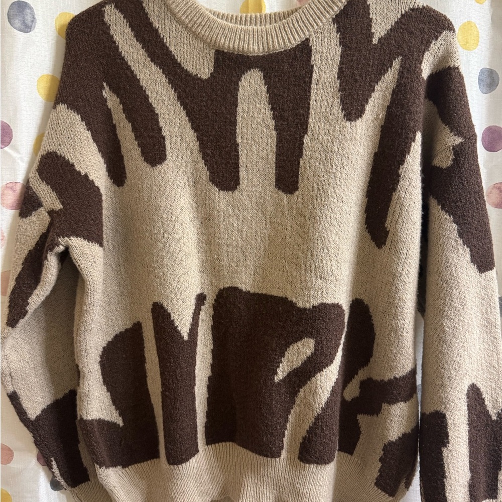 Brown and Tan Abstract Sweater